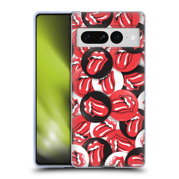 The Rolling Stones Licks Collection Tongue Classic Button Pattern Soft Gel Case for Google Pixel 7 Pro
