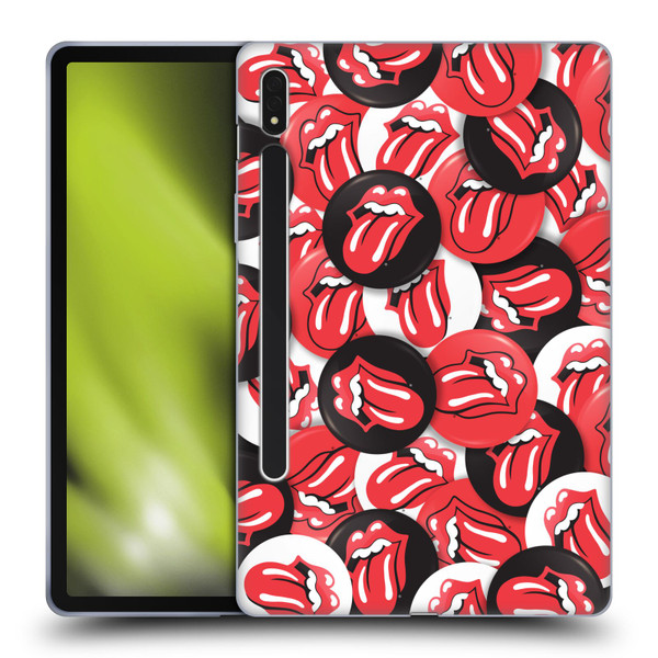 The Rolling Stones Licks Collection Tongue Classic Button Pattern Soft Gel Case for Samsung Galaxy Tab S8