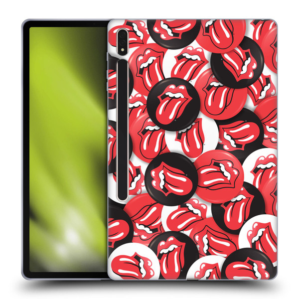 The Rolling Stones Licks Collection Tongue Classic Button Pattern Soft Gel Case for Samsung Galaxy Tab S8 Plus