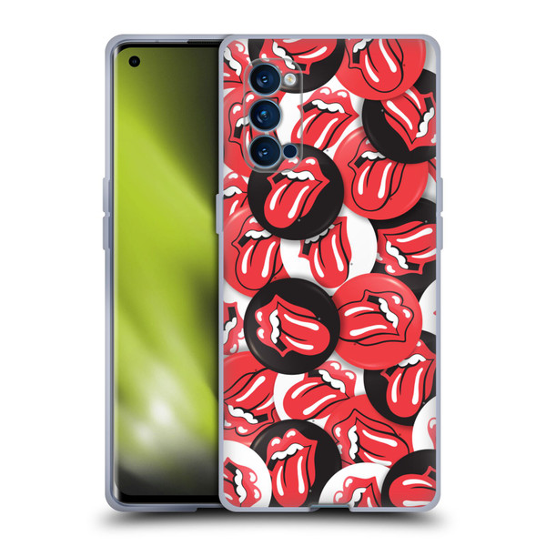 The Rolling Stones Licks Collection Tongue Classic Button Pattern Soft Gel Case for OPPO Reno 4 Pro 5G