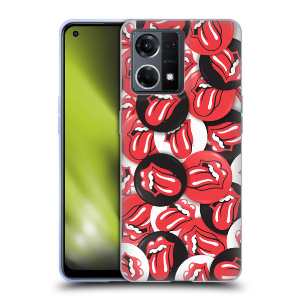 The Rolling Stones Licks Collection Tongue Classic Button Pattern Soft Gel Case for OPPO Reno8 4G