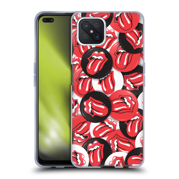 The Rolling Stones Licks Collection Tongue Classic Button Pattern Soft Gel Case for OPPO Reno4 Z 5G
