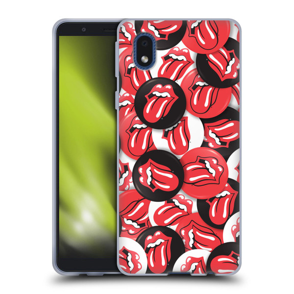 The Rolling Stones Licks Collection Tongue Classic Button Pattern Soft Gel Case for Samsung Galaxy A01 Core (2020)