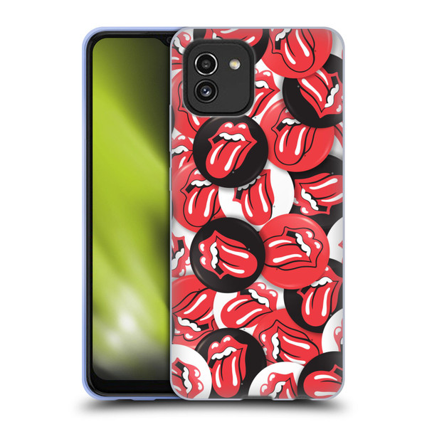 The Rolling Stones Licks Collection Tongue Classic Button Pattern Soft Gel Case for Samsung Galaxy A03 (2021)