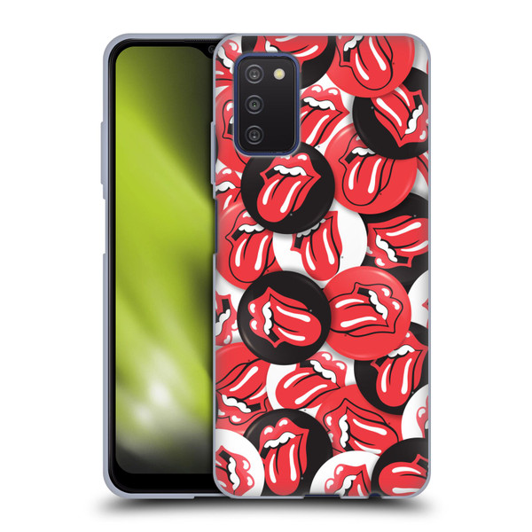 The Rolling Stones Licks Collection Tongue Classic Button Pattern Soft Gel Case for Samsung Galaxy A03s (2021)