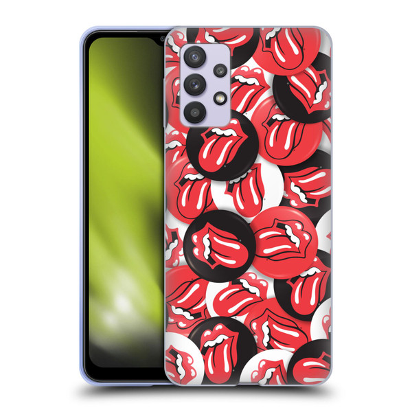 The Rolling Stones Licks Collection Tongue Classic Button Pattern Soft Gel Case for Samsung Galaxy A32 5G / M32 5G (2021)