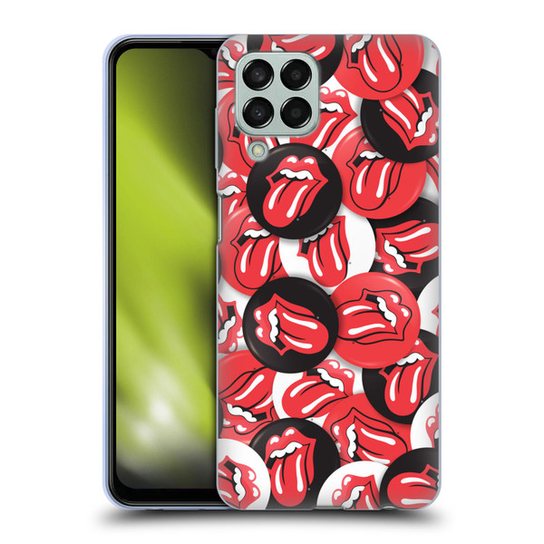 The Rolling Stones Licks Collection Tongue Classic Button Pattern Soft Gel Case for Samsung Galaxy M33 (2022)