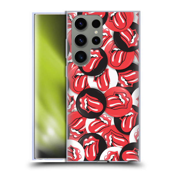 The Rolling Stones Licks Collection Tongue Classic Button Pattern Soft Gel Case for Samsung Galaxy S23 Ultra 5G