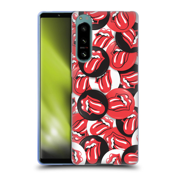 The Rolling Stones Licks Collection Tongue Classic Button Pattern Soft Gel Case for Sony Xperia 5 IV