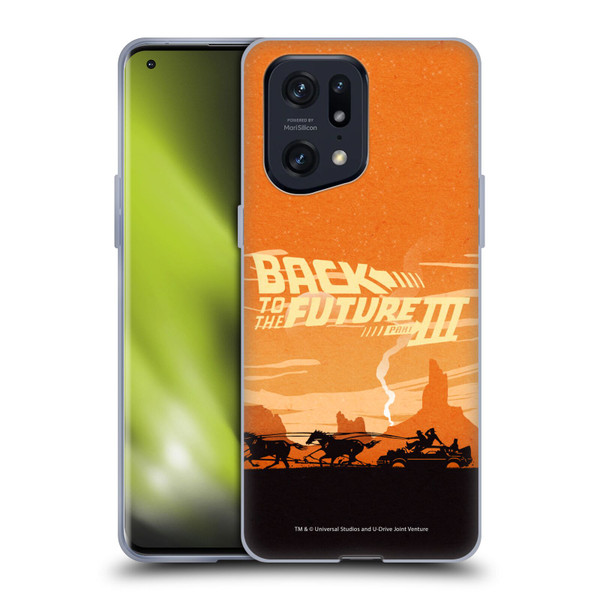 Back to the Future Movie III Car Silhouettes Desert Soft Gel Case for OPPO Find X5 Pro