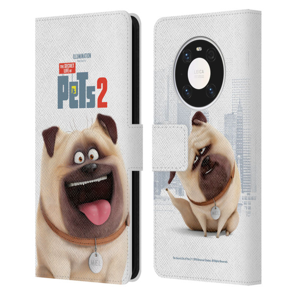 The Secret Life of Pets 2 Character Posters Mel Pug Dog Leather Book Wallet Case Cover For Huawei Mate 40 Pro 5G
