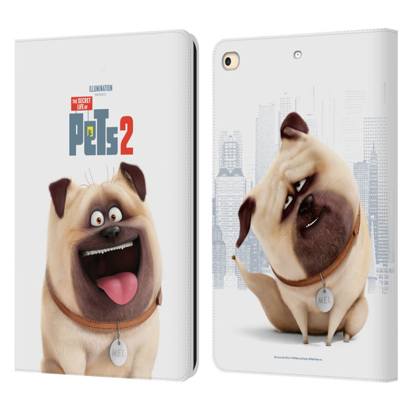 The Secret Life of Pets 2 Character Posters Mel Pug Dog Leather Book Wallet Case Cover For Apple iPad 9.7 2017 / iPad 9.7 2018
