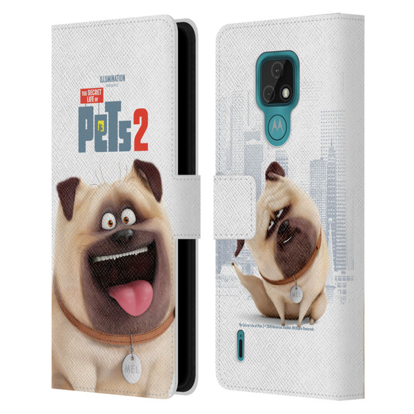 The Secret Life of Pets 2 Character Posters Mel Pug Dog Leather Book Wallet Case Cover For Motorola Moto E7