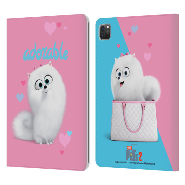 The Secret Life of Pets 2 II For Pet's Sake Gidget Pomeranian Dog Leather Book Wallet Case Cover For Apple iPad Pro 11 2020 / 2021 / 2022