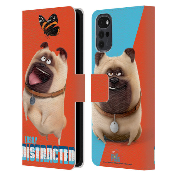 The Secret Life of Pets 2 II For Pet's Sake Mel Pug Dog Butterfly Leather Book Wallet Case Cover For Motorola Moto G22