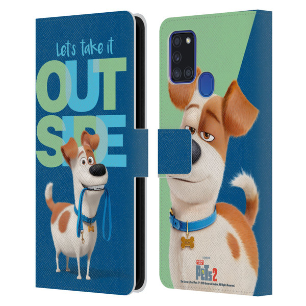 The Secret Life of Pets 2 II For Pet's Sake Max Dog Leash Leather Book Wallet Case Cover For Samsung Galaxy A21s (2020)