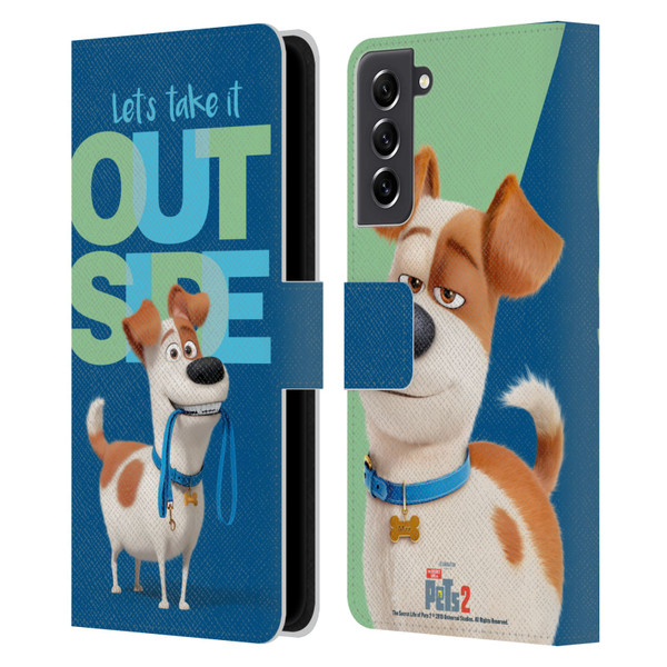 The Secret Life of Pets 2 II For Pet's Sake Max Dog Leash Leather Book Wallet Case Cover For Samsung Galaxy S21 FE 5G