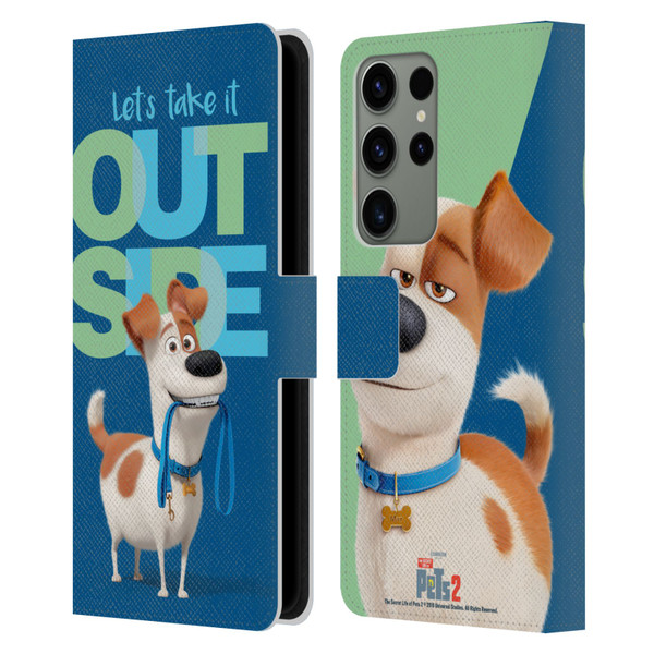 The Secret Life of Pets 2 II For Pet's Sake Max Dog Leash Leather Book Wallet Case Cover For Samsung Galaxy S23 Ultra 5G