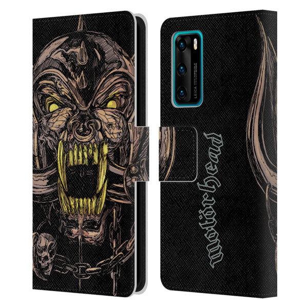 Motorhead Graphics Snaggletooth Leather Book Wallet Case Cover For Huawei P40 5G