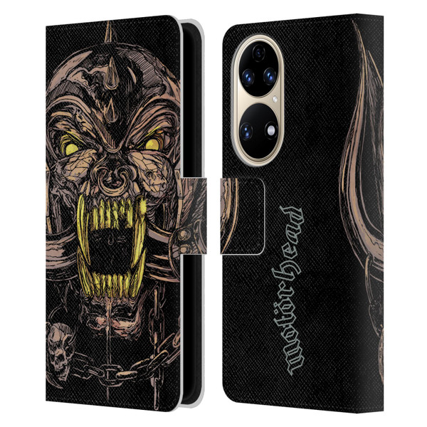 Motorhead Graphics Snaggletooth Leather Book Wallet Case Cover For Huawei P50