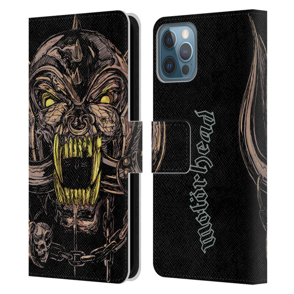 Motorhead Graphics Snaggletooth Leather Book Wallet Case Cover For Apple iPhone 12 / iPhone 12 Pro