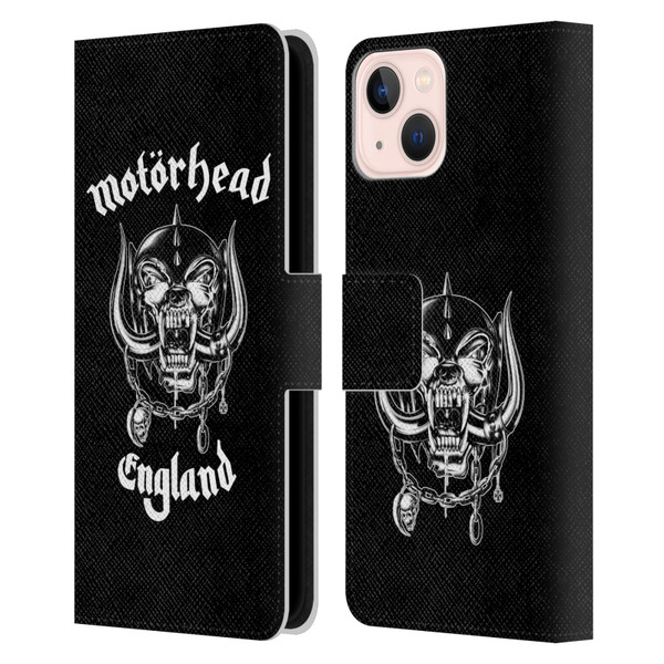 Motorhead Graphics England Leather Book Wallet Case Cover For Apple iPhone 13