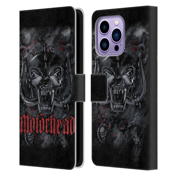 Motorhead Graphics Deathstorm Leather Book Wallet Case Cover For Apple iPhone 14 Pro Max