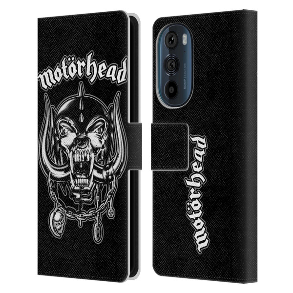 Motorhead Graphics Silver War Pig Leather Book Wallet Case Cover For Motorola Edge 30