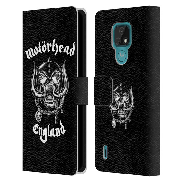 Motorhead Graphics England Leather Book Wallet Case Cover For Motorola Moto E7