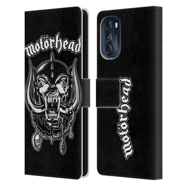 Motorhead Graphics Silver War Pig Leather Book Wallet Case Cover For Motorola Moto G (2022)