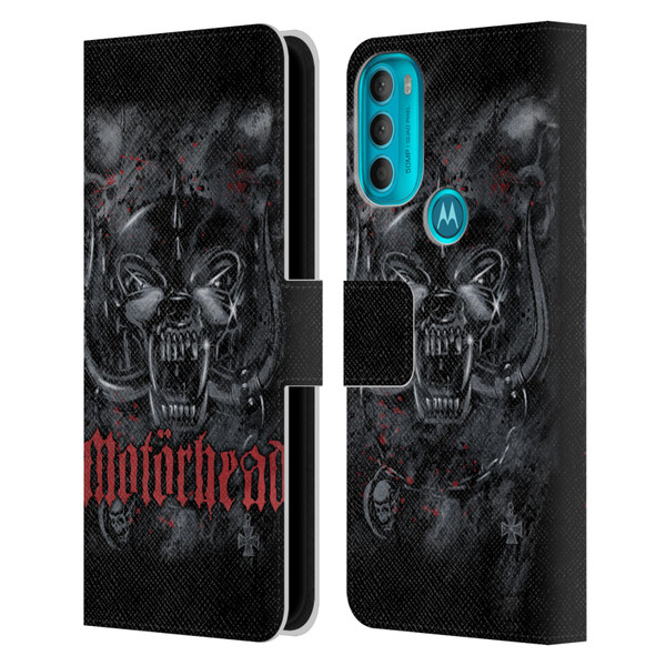 Motorhead Graphics Deathstorm Leather Book Wallet Case Cover For Motorola Moto G71 5G