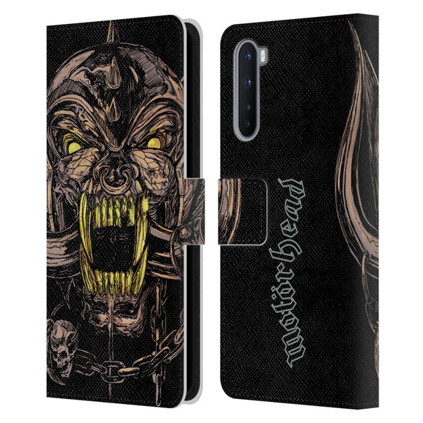 Motorhead Graphics Snaggletooth Leather Book Wallet Case Cover For OnePlus Nord 5G