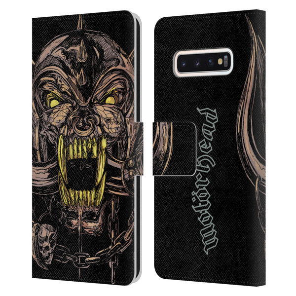 Motorhead Graphics Snaggletooth Leather Book Wallet Case Cover For Samsung Galaxy S10