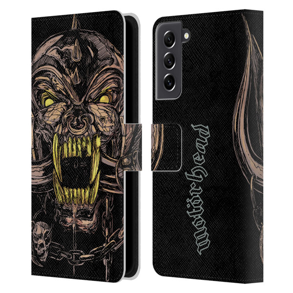 Motorhead Graphics Snaggletooth Leather Book Wallet Case Cover For Samsung Galaxy S21 FE 5G