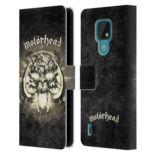 Motorhead Key Art Overkill Leather Book Wallet Case Cover For Motorola Moto E7