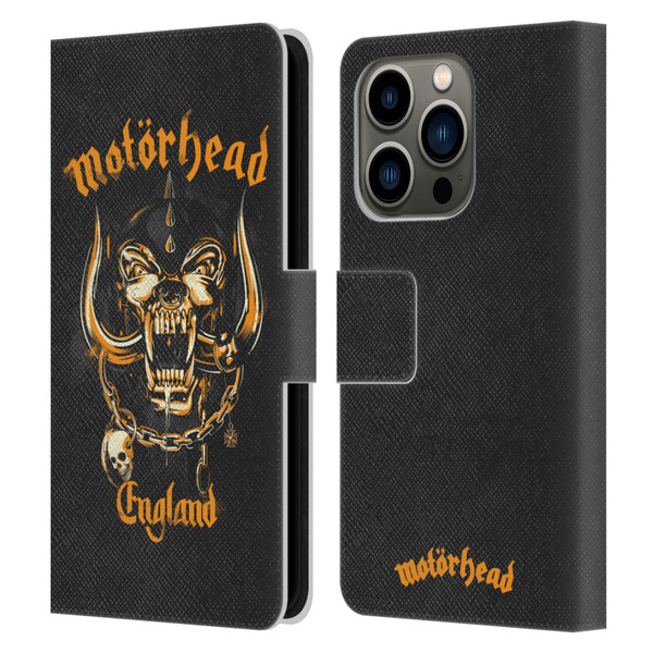 Motorhead Logo Warpig England Leather Book Wallet Case Cover For Apple iPhone 14 Pro