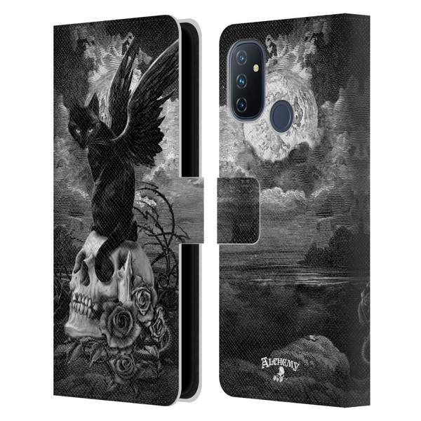 Alchemy Gothic Cats Nine Lives Of Poe Skull Leather Book Wallet Case Cover For OnePlus Nord N100