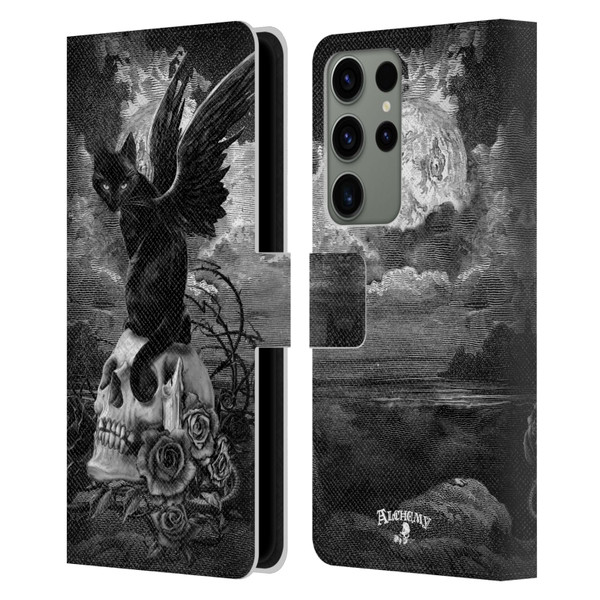 Alchemy Gothic Cats Nine Lives Of Poe Skull Leather Book Wallet Case Cover For Samsung Galaxy S23 Ultra 5G