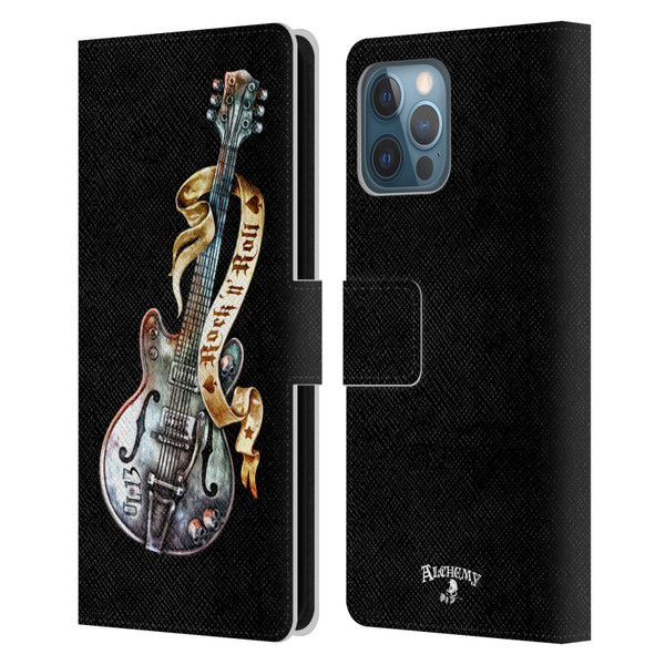 Alchemy Gothic Illustration Rock'it 56 Guitar Leather Book Wallet Case Cover For Apple iPhone 12 Pro Max