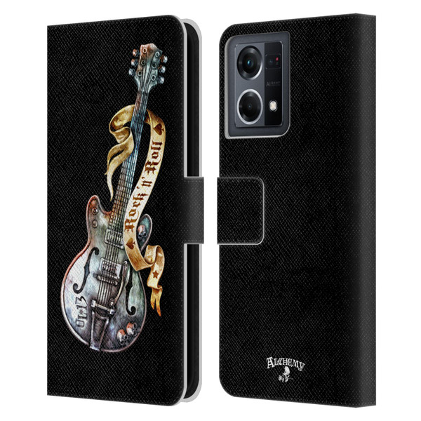 Alchemy Gothic Illustration Rock'it 56 Guitar Leather Book Wallet Case Cover For OPPO Reno8 4G