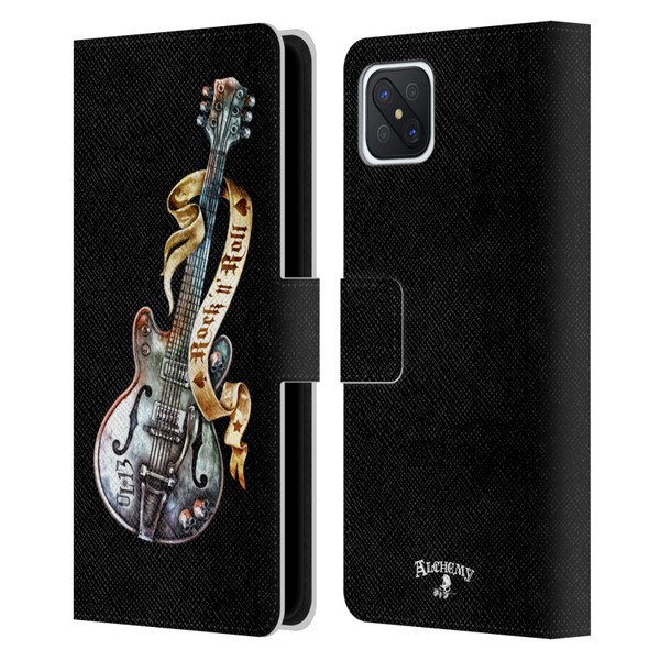 Alchemy Gothic Illustration Rock'it 56 Guitar Leather Book Wallet Case Cover For OPPO Reno4 Z 5G