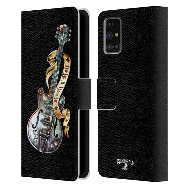 Alchemy Gothic Illustration Rock'it 56 Guitar Leather Book Wallet Case Cover For Samsung Galaxy M31s (2020)