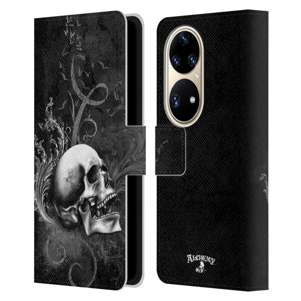Alchemy Gothic Skull De Profundis Leather Book Wallet Case Cover For Huawei P50 Pro