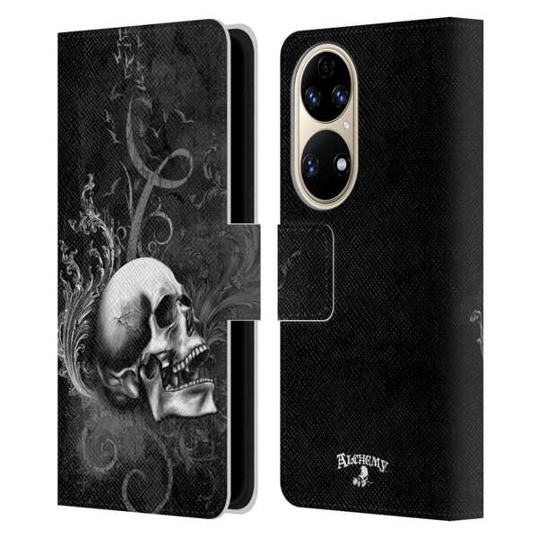 Alchemy Gothic Skull De Profundis Leather Book Wallet Case Cover For Huawei P50