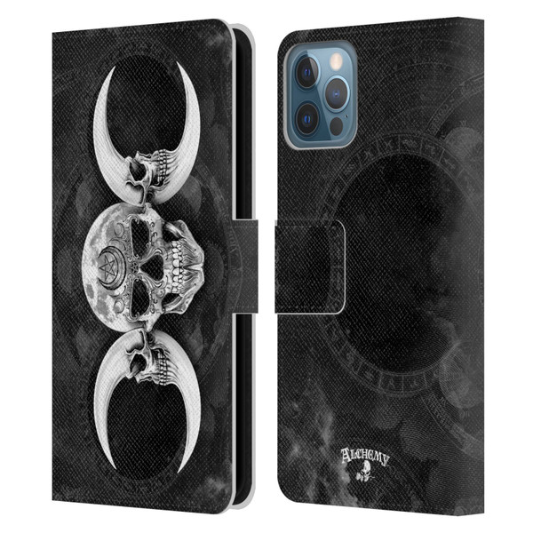 Alchemy Gothic Skull Dark Goddess Moon Leather Book Wallet Case Cover For Apple iPhone 12 / iPhone 12 Pro