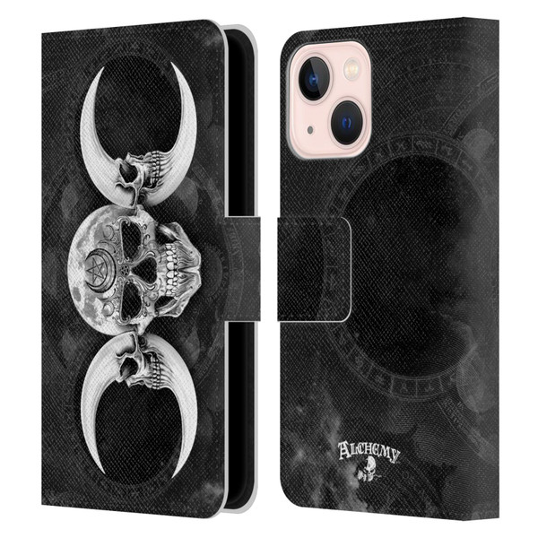 Alchemy Gothic Skull Dark Goddess Moon Leather Book Wallet Case Cover For Apple iPhone 13 Mini