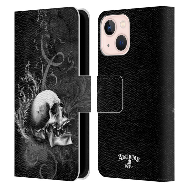 Alchemy Gothic Skull De Profundis Leather Book Wallet Case Cover For Apple iPhone 13 Mini