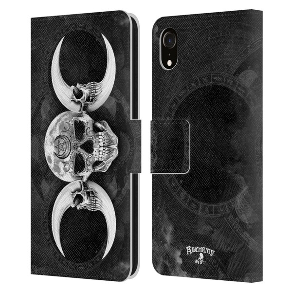 Alchemy Gothic Skull Dark Goddess Moon Leather Book Wallet Case Cover For Apple iPhone XR