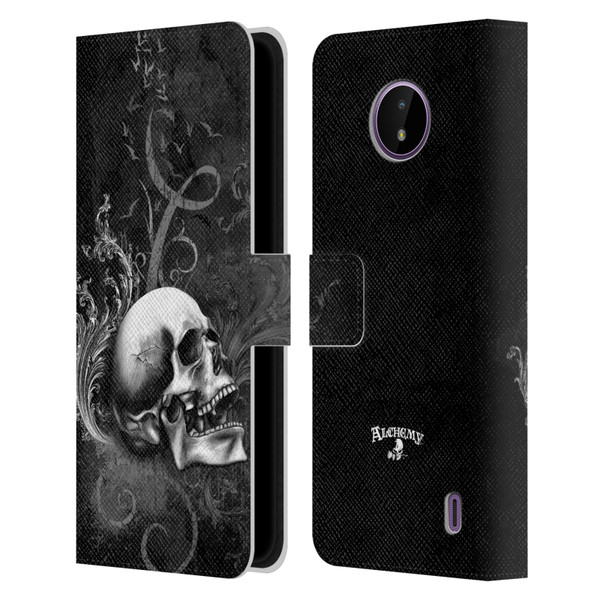 Alchemy Gothic Skull De Profundis Leather Book Wallet Case Cover For Nokia C10 / C20