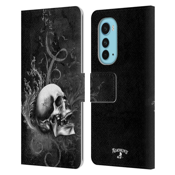 Alchemy Gothic Skull De Profundis Leather Book Wallet Case Cover For Motorola Edge (2022)